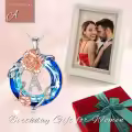 TOUPOP Sterling Silver Blue Crystal Rose I Initial Letter Pendant Necklace-0-1