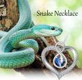 wholesale TOUPOP Snake Necklace For Women 925 Sterling Silver Heart Necklace With Saphir Jewelry Gift For Women Her Wife Girlfriend Mom Daughter Birthday Christmas Graduation Gift -0-2