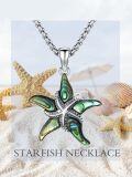 wholesale 925 Sterling Silver Abalone Starfish Pendant Necklace for Women-0-1