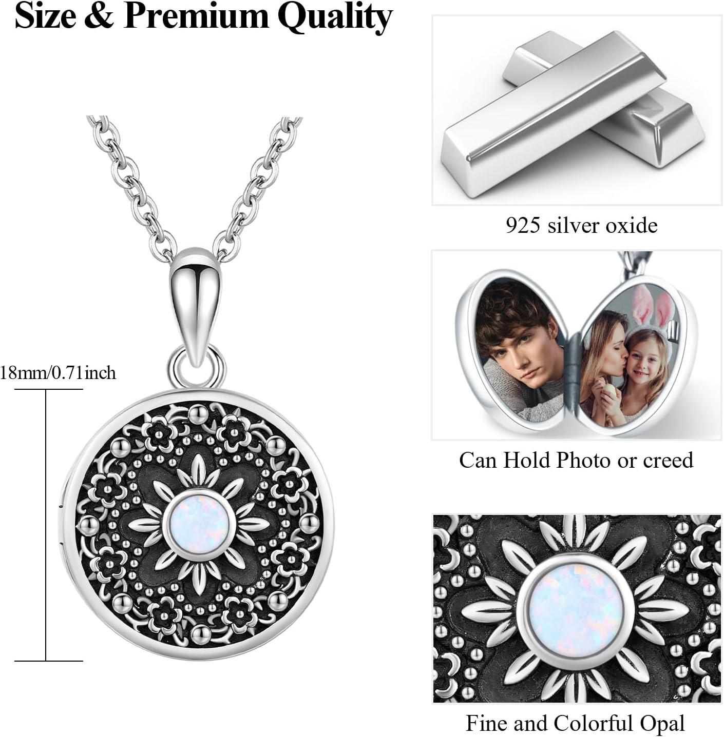 Sterling Silver Lotus Wolf Butterfly Flower Pendant Locket Necklace-0-6