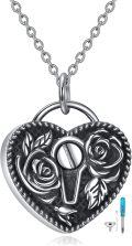 wholesale TOUPOP Unisex Sterling Silver Lock-shaped Cremation Jewelry For Ashes, Heart Memorial Keepsake Necklace, 20 Inch Chain, Perfect For Bereaved Women, Valentine's Day -0-0