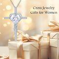wholesale TOUPOP Diamond Cross Necklace For Women Sterling Silver April Birthstone Cross Pendant Necklace Heart Cross Christian Jewelry Birthday Christmas Gifts For Women Her -0-3