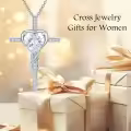 TOUPOP Sterling Silver April Birthstone Diamond Cross Necklace For Women-0-3