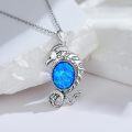 wholesale 925 Sterling Silver Blue Fire Opal Dragon Pendant Necklace s for Women and Girls 43cm Chain Length-0-2