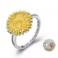 TOUPOP Sterling Silver Sunflower Photo Locket Ring Size 7, 8-0-2