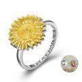 TOUPOP Sterling Silver Sunflower Photo Locket Ring Size 7, 8-0-2