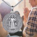 wholesale 925 Sterling Silver St. Benedict Medal Pendant Necklace with Cross and Dove Charm for Men & Women-0-4