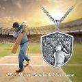 wholesale 925 Sterling Silver Baseball Player Pendant Necklace with Never Give Up Motivational Message and Customizable Name & Number - Sports s for Men/Women-0-5