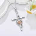 wholesale 925 Sterling Silver Heart Rose Cross Pendant Necklace for Women Girls Gifts-0-1
