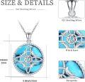 wholesale 925 Sterling Silver Round Pendant with Blue Stone and Pentagram Design Witch's Knot Necklace-0-5
