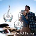 wholesale 925 Sterling Silver Celtic Moonstone Abalone Shell Leverback Drop Dangle Earrings for Women-0-5