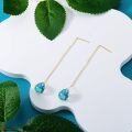 wholesale 14k Gold Turquoise Teardrop Long Chain Threader Drop Earrings-0-3