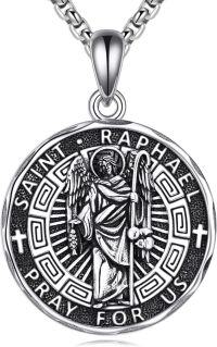 wholesale 925 Sterling Silver Saint Raphael Necklace with Healing Message Engraved – Hypoallergenic, Elegant Pendant for Women & Men, Perfect Gift for Birthdays, Valentine's Day, Christmas-10. St Raphael