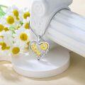 wholesale 925 Sterling Silver Sunflower Mom Heart Pendant Necklace for Women-0-1
