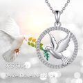 wholesale 925 Sterling Silver Dove with Olive Branch Pendant Necklace for Women-0-4
