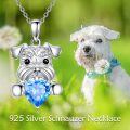 wholesale 925 Sterling Silver Blue Crystal Love Heart Dog Necklace for Women Girls Gifts Animal Charm Pendants Jewelry Set-0-5