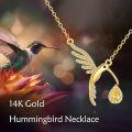 wholesale 14K Solid Hummingbird Teardrop Diamond Pendant Necklace - Mothers Day Gifts-0-1