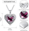 wholesale S925 Sterling Silver Heart Shaped Locket Necklace with Pink Crystals & Engraving Option for Women (Chain Included)-0-3