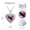 wholesale S925 Sterling Silver Heart Shaped Locket Necklace with Pink Crystals & Engraving Option for Women (Chain Included)-0-3