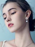 wholesale 925 Sterling Silver Teardrop Moonstone Leverback Dangle Earrings for Women-0-1
