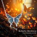 wholesale 925 Sterling Silver Turquoise Inlay Butterfly Pendant Necklace Minimalist Charm s for Her-0-4