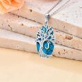 TOUPOP Sterling Silver Turquoise Family Tree Initial Pendant Necklace-0-2