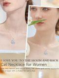 wholesale Sterling Silver White Gold Plated Cat Birthstone Pendant Necklace-0-3