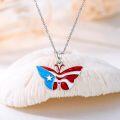 wholesale 925 Sterling Silver Puerto Rican Flag Butterfly Coqui Frog Necklace for Women Men s USA Made 925 Sterling SIlver Chain Length Adjustable from 46cm to 73cm (18 - 29)-0-1