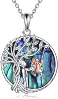 wholesale 925 Sterling Silver Tree of Life Couple Swing Pendant Necklace for Parents and Couples-0-0