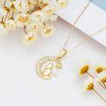 wholesale 14K Gold Cat Pendant Moon Butterfly Charm Necklace for Women Girls  16-18 Chain-0-3