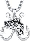 wholesale 925 Sterling Silver Fishing Hook & Fish Pendant Necklaces for Men Women-0-0