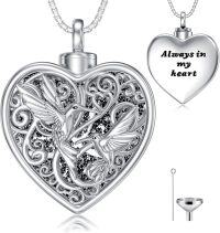 wholesale Sterling Silver Tree of Life Urn Necklace for Ashes with Funnel Kit Memorial Jewelry-7-Hummingbird