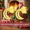 wholesale 14K Gold Crescent Moon Hoop Stud Earrings for Women - Valentines Day Gift-0-1