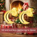 wholesale 14K Gold Crescent Moon Hoop Stud Earrings for Women - Valentines Day Gift-0-1
