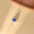 wholesale White Gold Plated Silver & Moissanite 1.5cttw Infinity Heart Birthstone Necklace with September Gemstone-0-1
