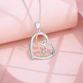 wholesale 925 Sterling Silver Rhodium & Rose Gold Plated Gymnastics Ballet Heart Pendant Necklace for Women-0-1