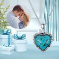 wholesale 925 Sterling Silver Turquoise Heart Shaped Pendant Necklace for Women-0-1