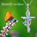 wholesale 925 Sterling Silver Floral Cross Pendant Necklace with Blue and Purple Stones for Women's-0-6