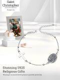 wholesale 925 Sterling Silver St. Benedict Charm Bracelet with Cross and Medal for Women Girls Catholic Rosary Chain Faith Gift Jewelry 6-8 Adjustable Length-0-5