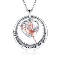 wholesale 925 Sterling Silver She Believed She Could So She Did Heart Necklace-Ballerina