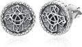 wholesale 925 Sterling Silver Round Celtic Knot Stud Earrings - Viking  for Him & Her-0-0