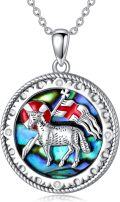 wholesale 925 Sterling Silver Round Abalone Shell Cross & Lamb Pendant Necklace for Men-0-0