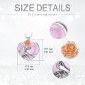 wholesale 925 Sterling Silver Pink Crystal Rose Heart Hugging Flower Pendant Necklace-0-3