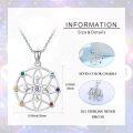 wholesale 925 Sterling Silver Multi-Color Stone 7 Chakras Flower Of Life Mandala Pendant Necklace-0-3