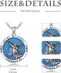 wholesale 925 Sterling Silver Blue Opal St Michael Protect Us Medal Pendant Necklace-0-5