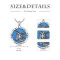 wholesale 925 Sterling Silver Saint Michael Archangel Blue Opal Round Pendant Necklace-0-5
