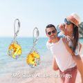 wholesale 925 Sterling Silver Citrine Crystal Gemstone Filigree Teardrop Dangle Leverback Earrings-0-2