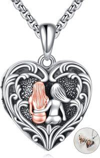 wholesale 925 Sterling Silver Heart Shaped Photo Locket Pendant Necklace for Women Gifts-Sisters