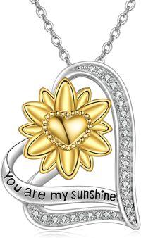 wholesale TOUPOP Sunflower Necklace You Are My Sunshine Necklace Sterling Silver Sunflower Pendant Necklace Jewelry For Women -undefined