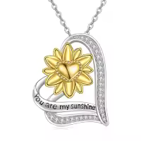 TOUPOP Sterling Silver Sunflower Pendant Necklace Jewelry For Women-undefined